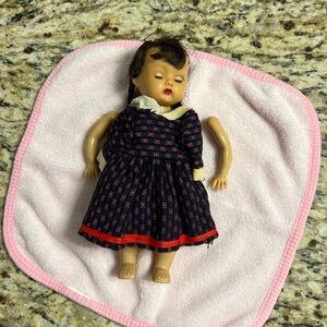 Vintage “Muffie” Doll with Pink and Navy Outfits